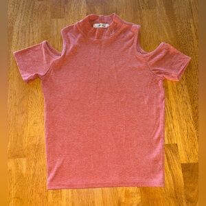 Coral Cold Shoulder Top